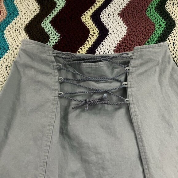 Vintage Excalibur Skirt Womens S Linen Blend Lace Up Victorian Ren Faire Blue - Picture 6 of 9